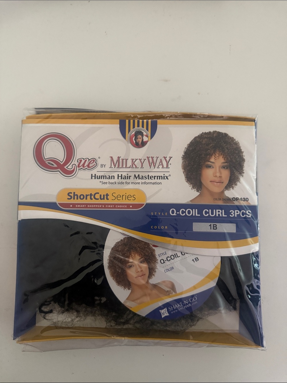 Que by Milky Way Q-Coil Curl 3PCS ShortCut Series - 1B Black